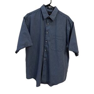 Arrow wrinkle free blue pattern short sleeved button down shirt Size L